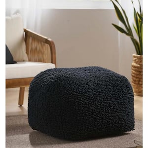 Dark Charcoal Microfiber Square Pouf