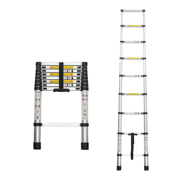 8.5 ft. Reach Height Multi-Purpose Portable Aluminum Telescopic Extension Ladder, Heavy Duty 300 lbs. Load