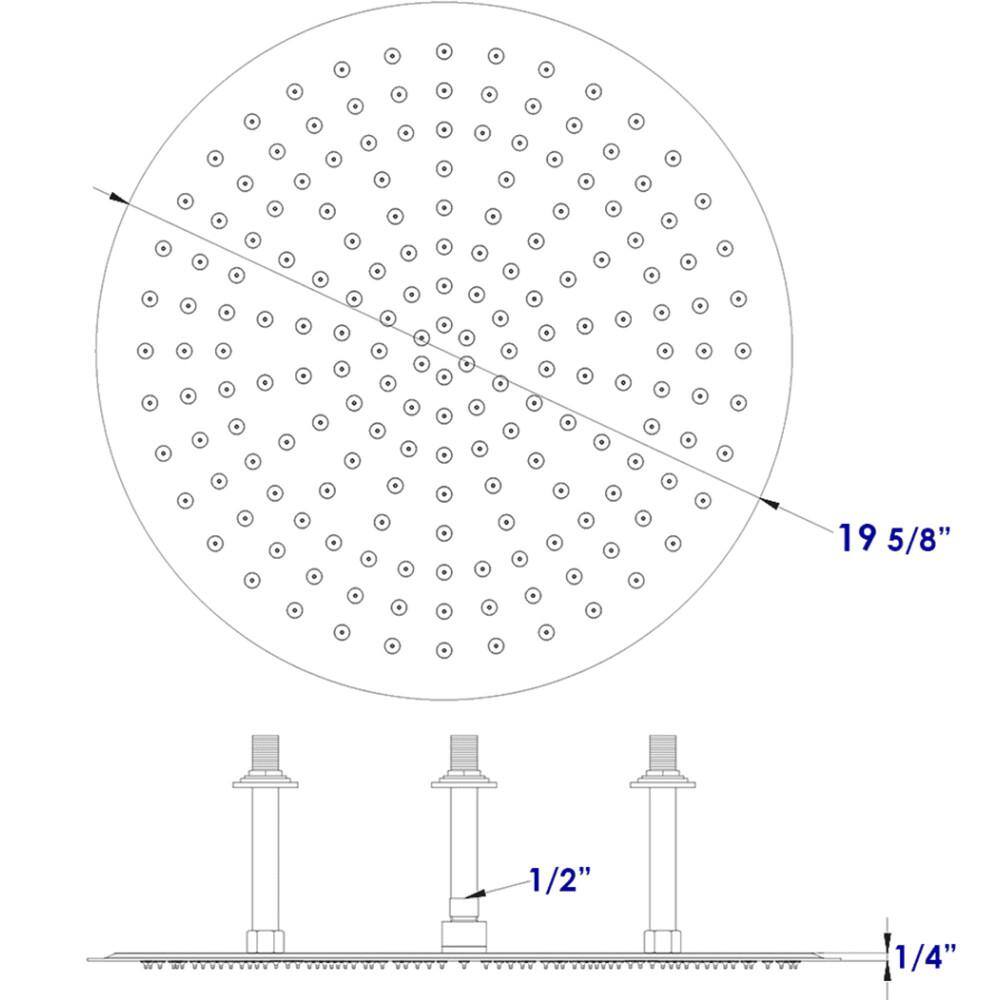 Ultra Thin Brushed Stainless Steel Ceiling Mounted Rain Shower Head