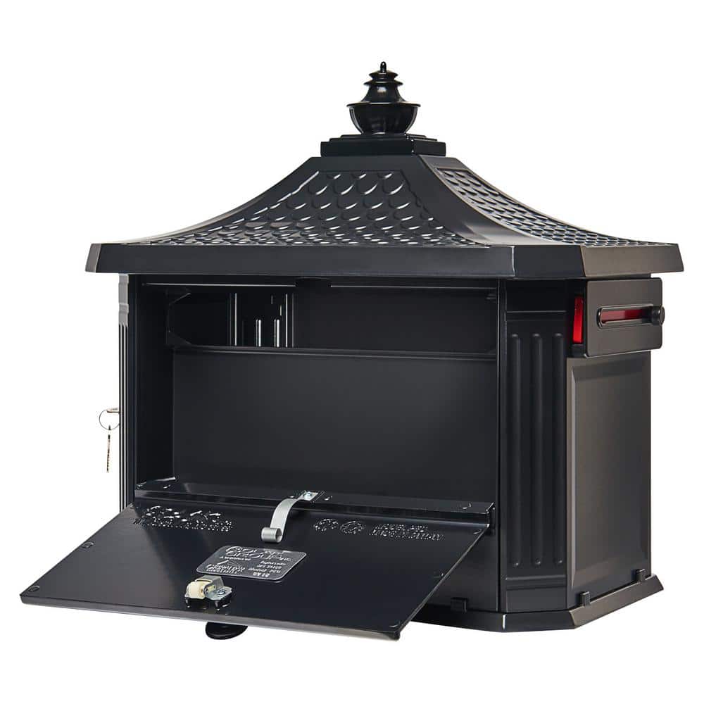 Hamilton Black Cast Aluminum Locking Post Mount Mailbox