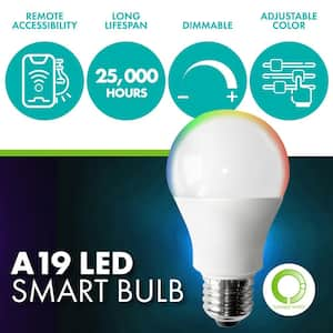 60-Watt Equivalent A19 Smart Dimmable LED Light Bulb, 2700K Soft White Light to 6500K Daylight, 12-pack