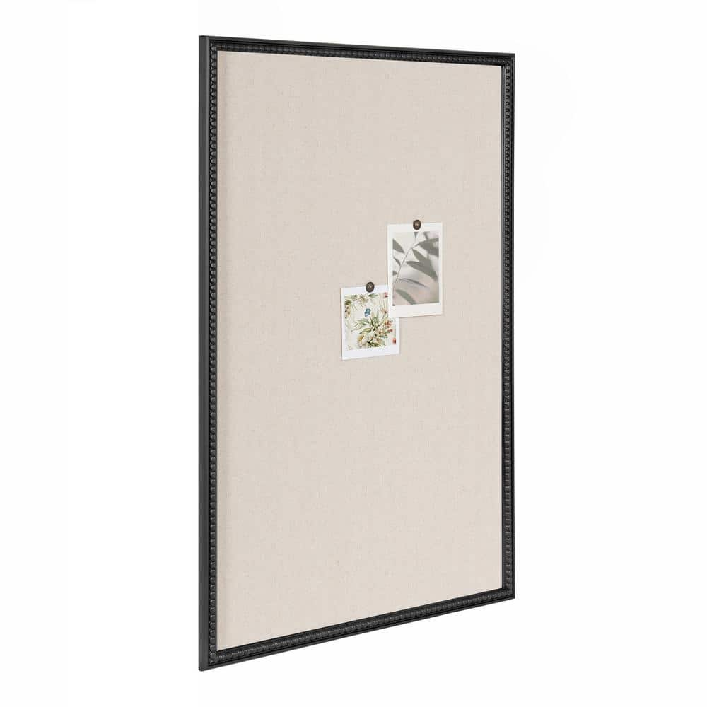 Kate and Laurel Makenna 24 in. W x 36 in. H Pinboard, Black with Linen ...