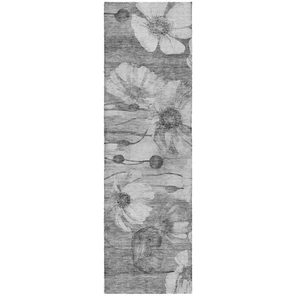 Dream Shag Premium Machine Washable Abstract ADS712 Gray 2 ft. x 7 ft. Runner Rug