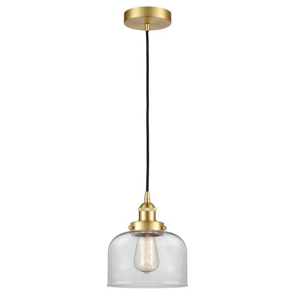 Bell 60-Watt 1-Light Satin Gold Standard Mini Pendant Light with Clear Glass Shade, No Bulbs Included