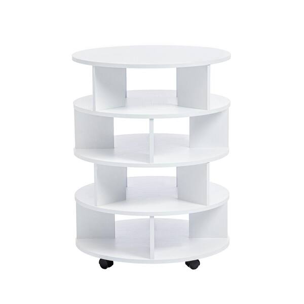 White Round Wooden Pushable Shoe Storage Shoe Organizer on