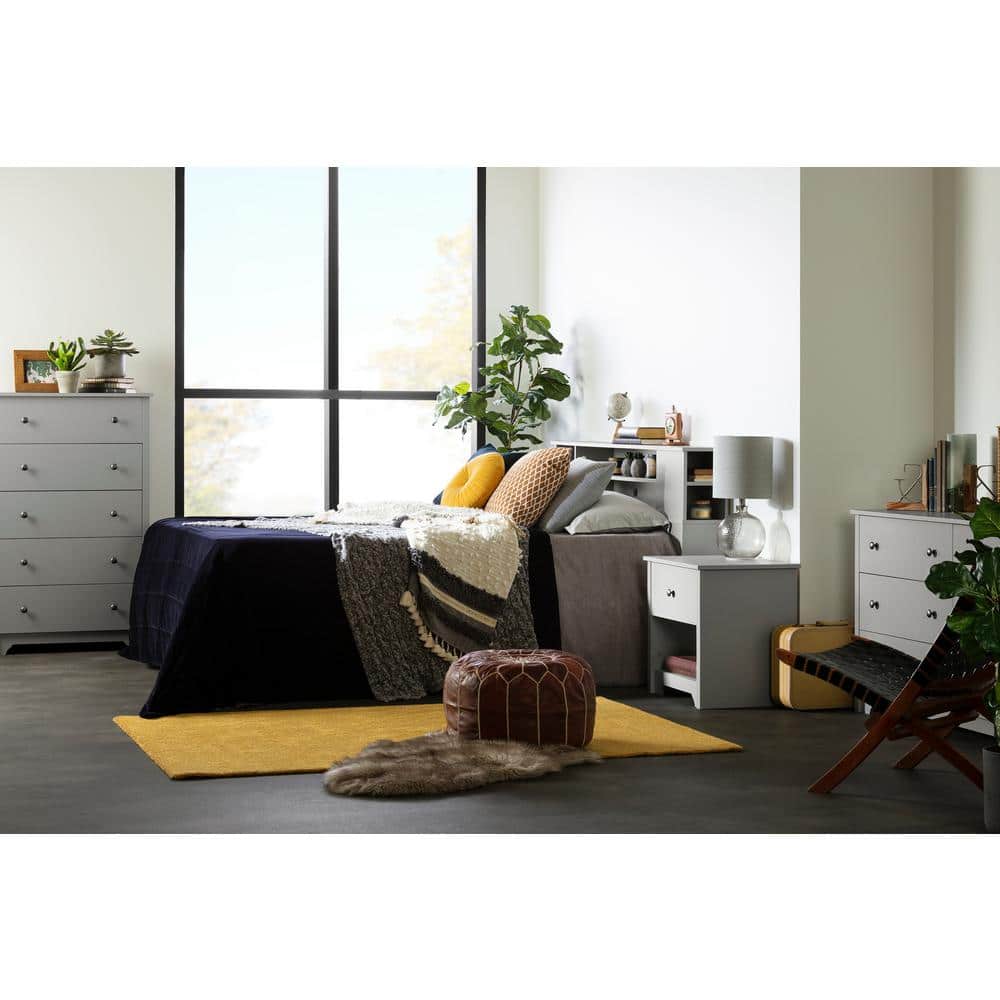 Gray Full Wood Bookcase Headboard with Storage