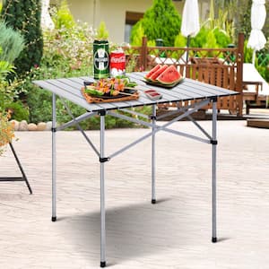 27.6 in. Aluminum Outdoor Roll Up Folding Camping Picnic Table