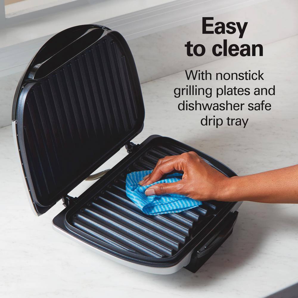 Hamilton Beach Electric Indoor Grill with Nonstick Surface, 1200W, Stainless Steel