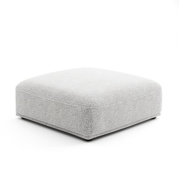 Fairwind 42 in. Armless Boucle Fabric Square Modular Ottoman Sofa in Light Gray