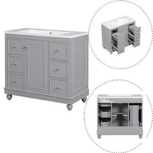 Ami 36 in. W x 18 in. D x 34 in. H Single Sink Bathroom Vanity In Gray With Resin Integrated Sink ( 4 Drawers)