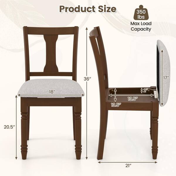 FORCLOVER Brown Dining Chair with Linen Fabric and Storage Space