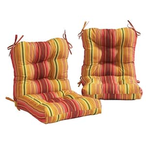 19 in. x 19 in. 1-Piece Mid-Back Outdoor Dining Chair Cushion 2-Pack in Kinnabari Stripe