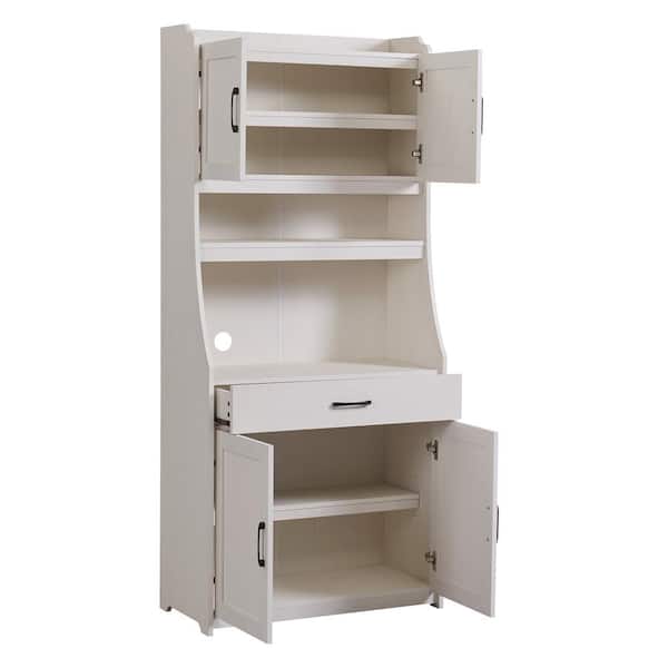 Donason Antique White Cabinet with Doors, Adjustable Shelves