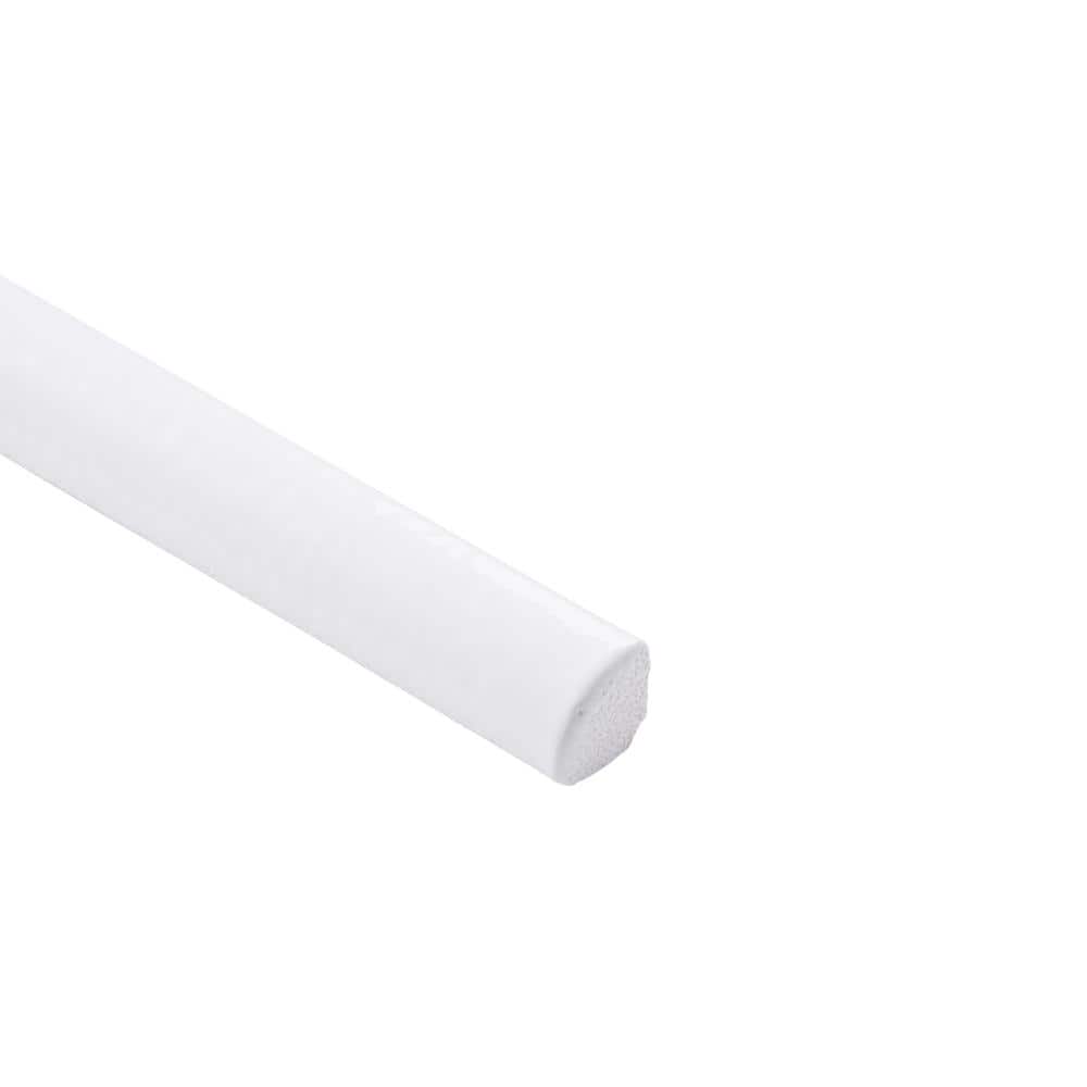 Orion White Glossy Ceramic Quarter Round Bullnose Tile Trim 8''