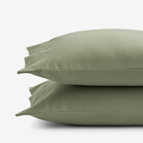 The Company Store Company Cotton Solid Velvet Flannel Willow Green Cotton Full Sheet Set