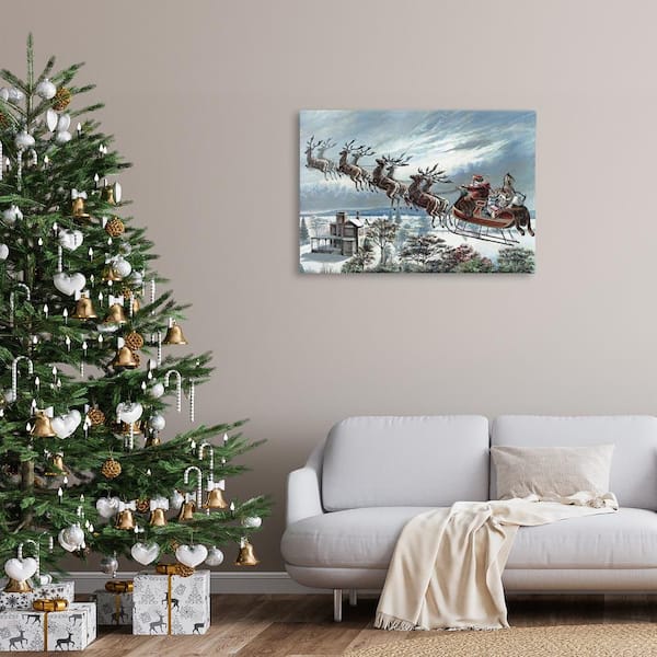 Santa's Sleigh over Town by Arlington Prints Unframed Abstract Graphic Art Print 24 in. x 36 in.