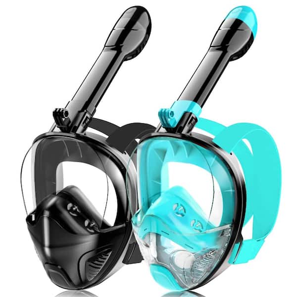 Adult Teen Full Face Snorkel Mask with Camera Mount, Double Float Design, and 180-Degree View Adults