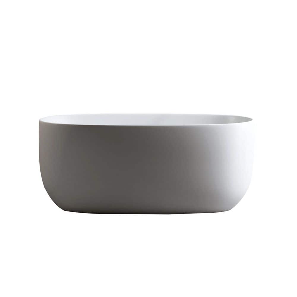Modern 47.00 in. x 25.60 in. Flat Bottom Stone Resin Freestanding Soaking Bathtub with Center Drain in Matte White price history on PriceWatchPro