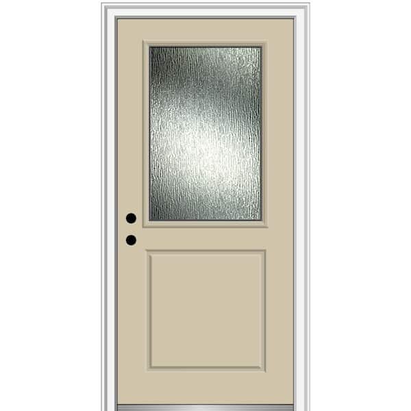 MMI Door 36 in. x 80 in. Right-Hand Inswing Rain Glass Wicker Fiberglass Prehung Front Door on 4-9/16 in. Frame