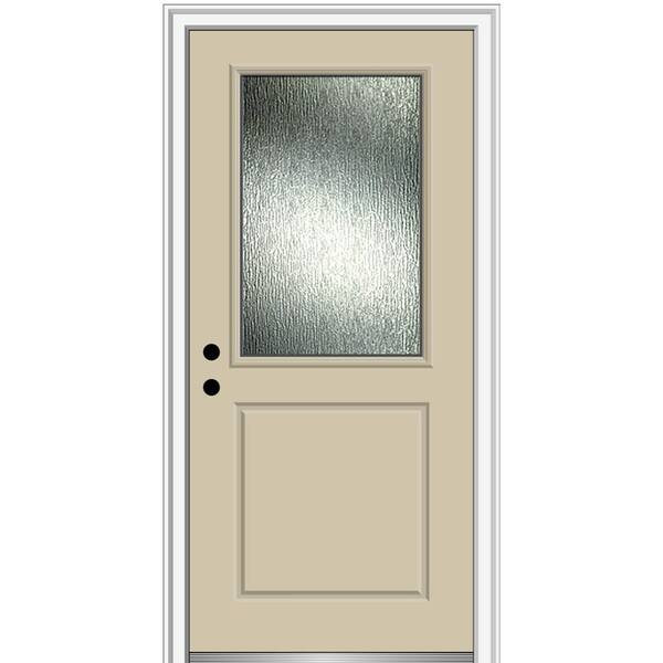 MMI Door 36 in. x 80 in. Right-Hand/Inswing Rain Glass Wicker Fiberglass Prehung Front Door on 6-9/16 in. Frame