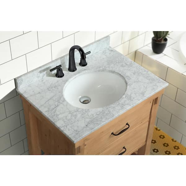 Disar 30'' Bathroom Vanity White Single Sink with Calacatta Quartz