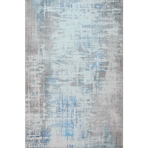 Cayetana Gray 9 ft. x 12 ft. Modern Glam Machine Washable Area Rug