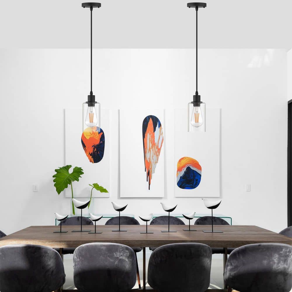 4 in. 1-Light Black Pendant Light, Modern Farmhouse Hanging Fixture for Kitchen Island and Dining Room Ambience price history on PriceWatchPro