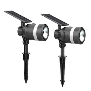 Solar 3.7-Volt Black LED Spotlight with Flashlight (2-Pack)