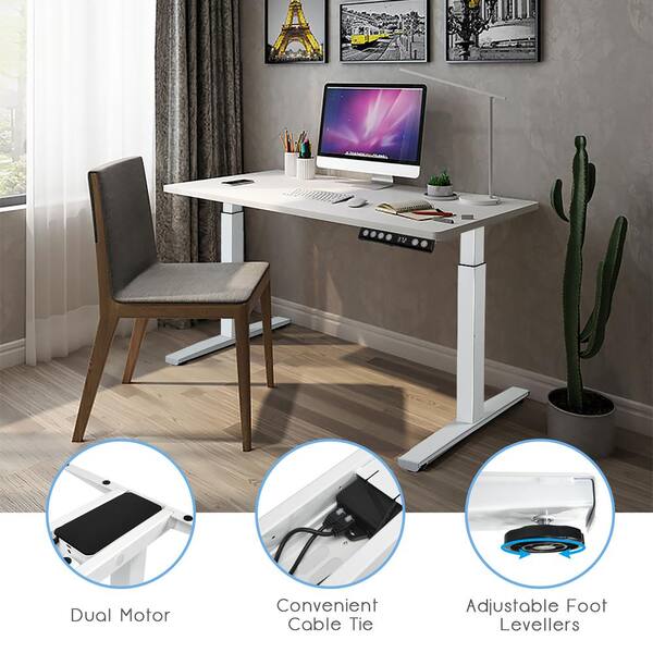 Costway 27 in. White rectangle Electric Standing Desk Frame