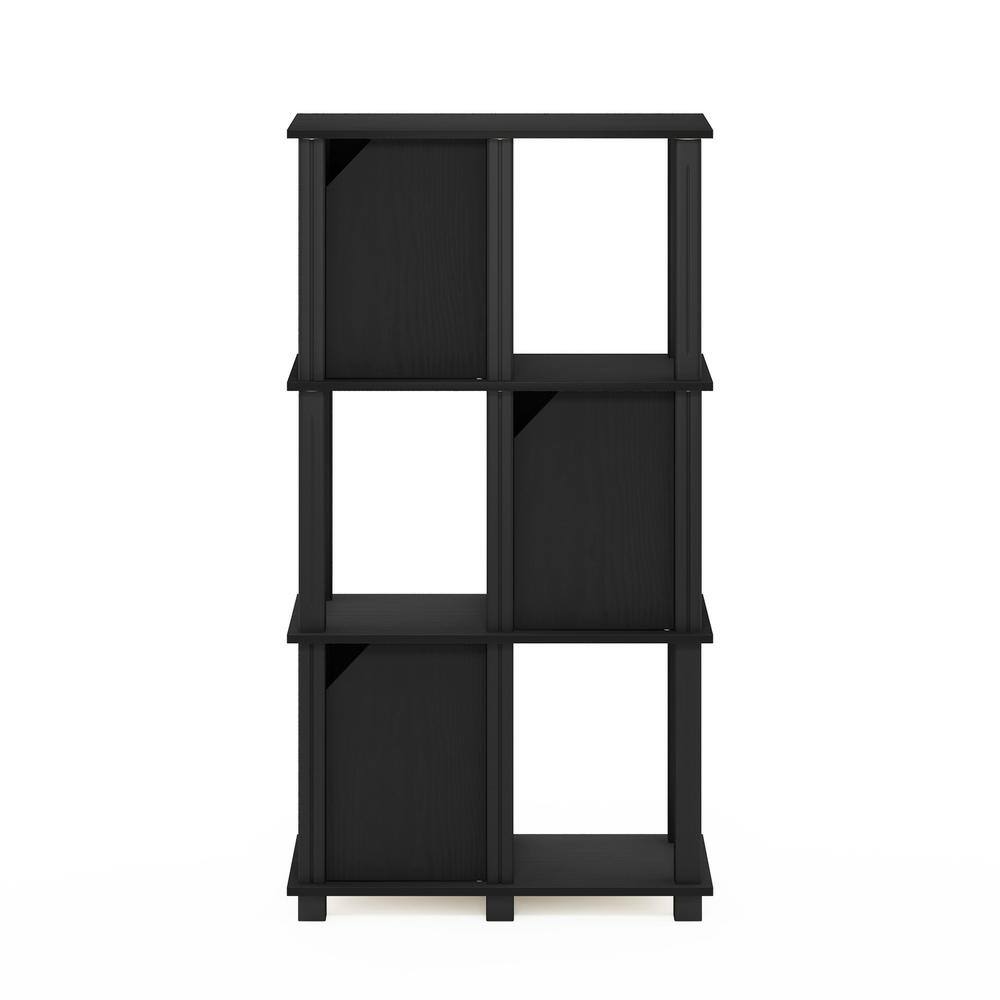 Modern Black Oak Composite Wood 4-Tier Storage Shelf with Doors