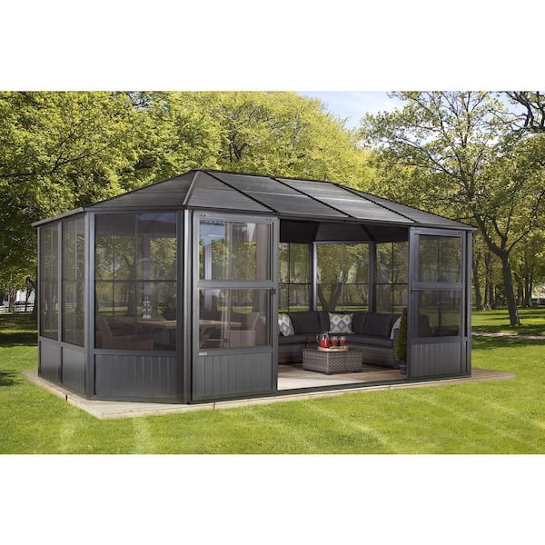 Sojag Charleston 12 Ft. X 18 Ft. Dark Grey Solarium 448-9163018 - The ...