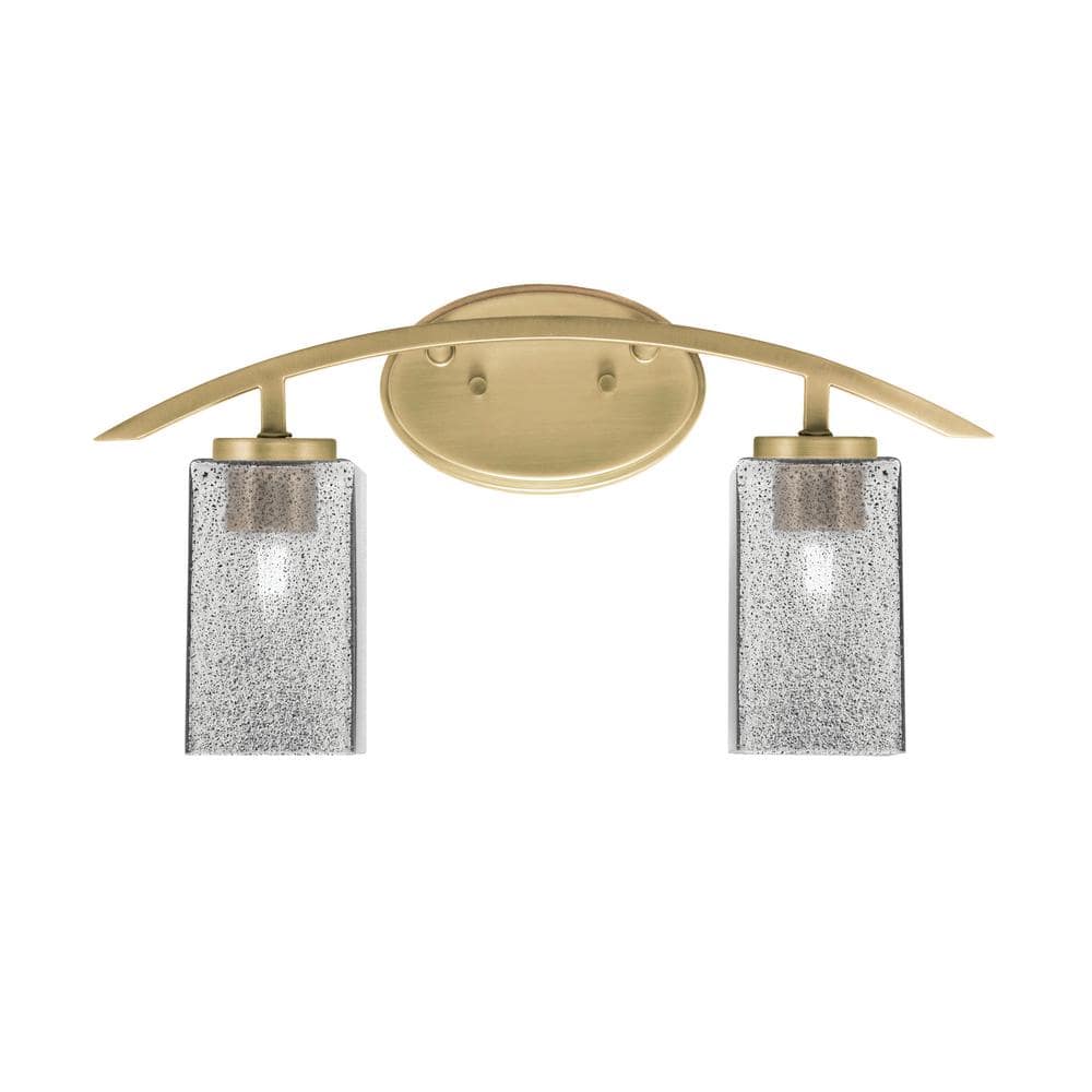 Siena 18.25 in. 2-Light Vanity Light New Age Brass with 3.5 in. Square Smok