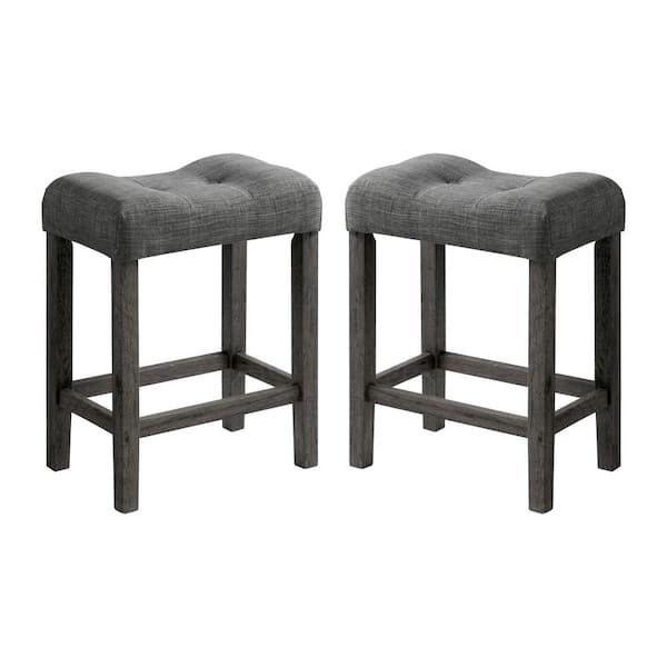 Picket House Furnishings Turner 24 in. Charcoal Backless Wood Counter Stool (Set of 2)
