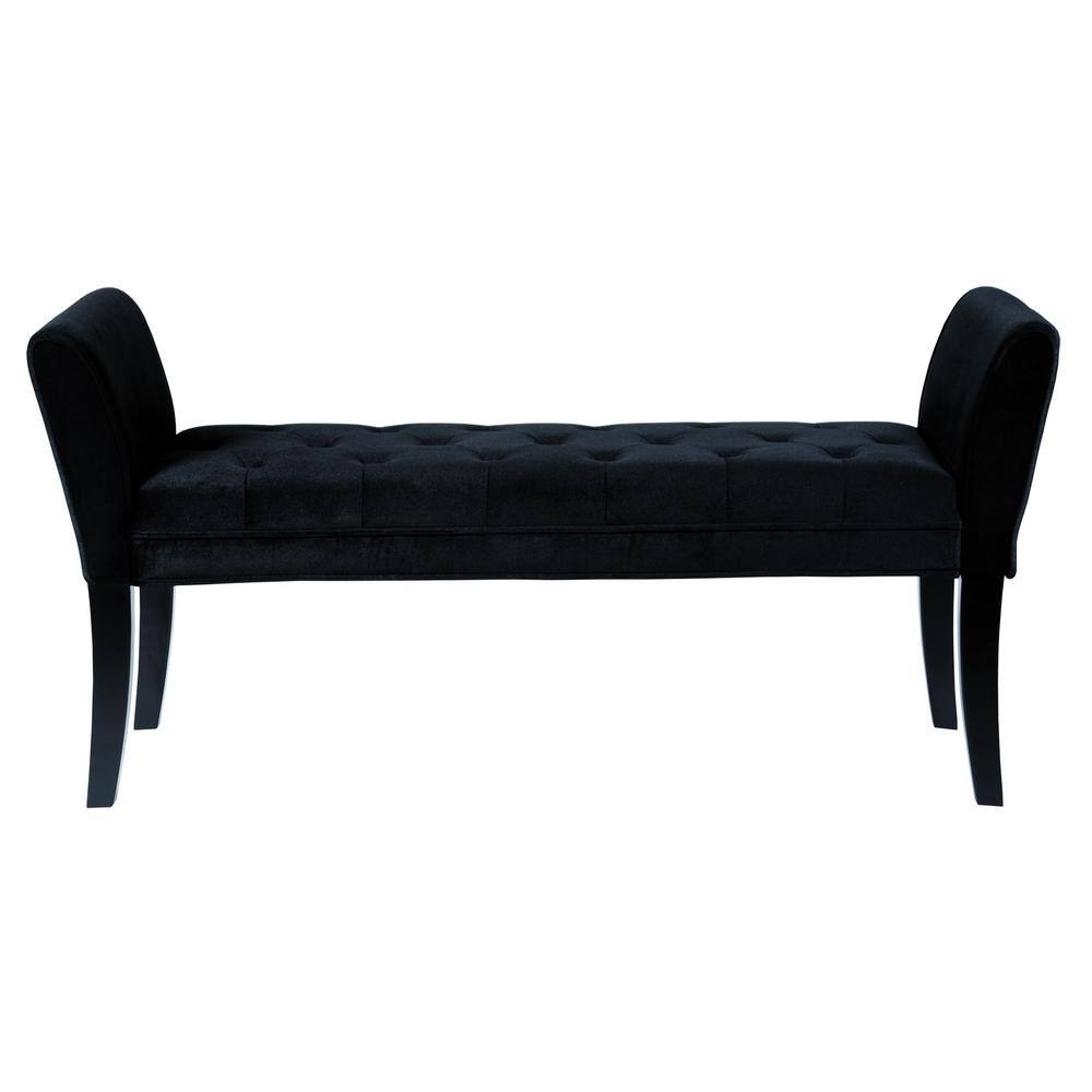 Chatham Transitional Tufted Black Velvet 53'' Bench