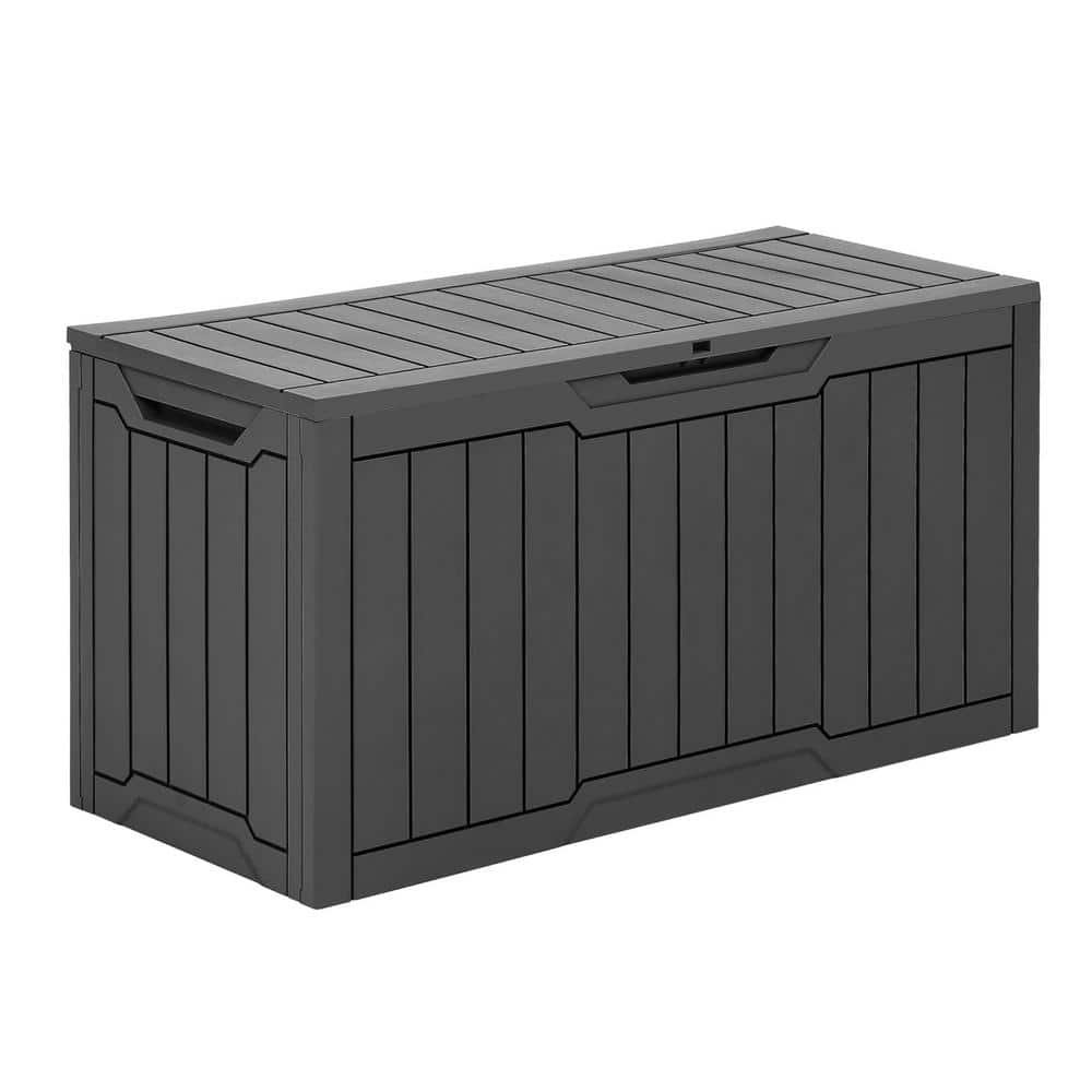 80 Gal. Dark Gray Weather Resistant Resin Deck Box with Lockable Lid