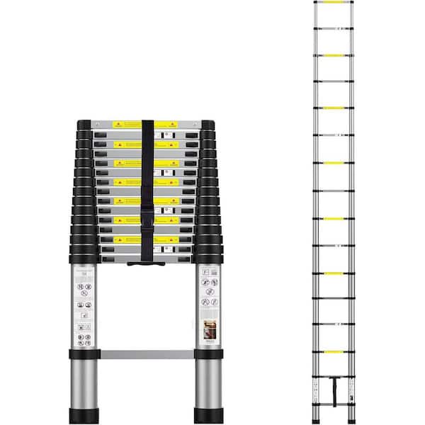 Unbranded 15.5 ft. Aluminum Telescoping Ladder with Carry Bag for Indoor and Outdoor Use