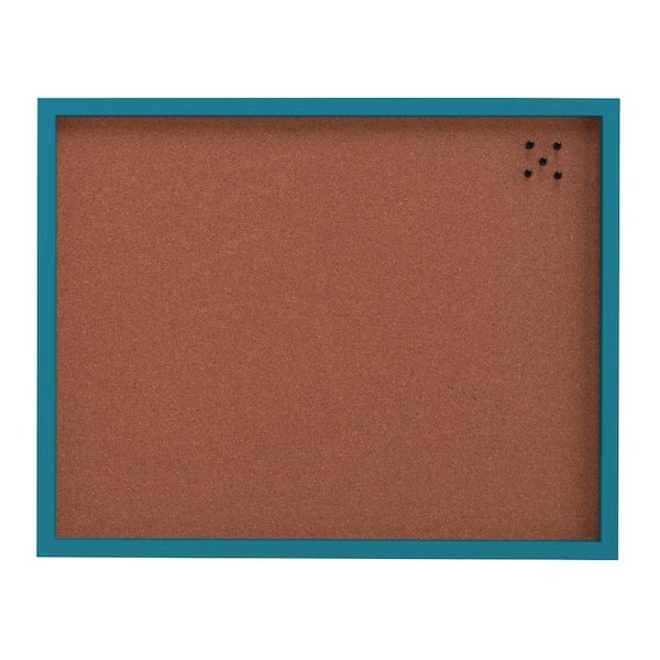Mikasa Teal Framed Cork Board, Includes 5 Tacks, 21x17-in