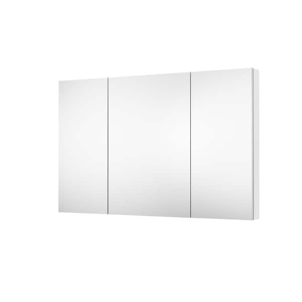 56 in. W x 36 in. H Square Medicine Cabinet with Mirror in Silver with Adjustable Shelves, Soft-Close