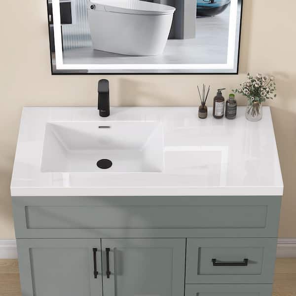 Getpro 42 in. W x 22 in. D Solid Surface White Rectangular Left
