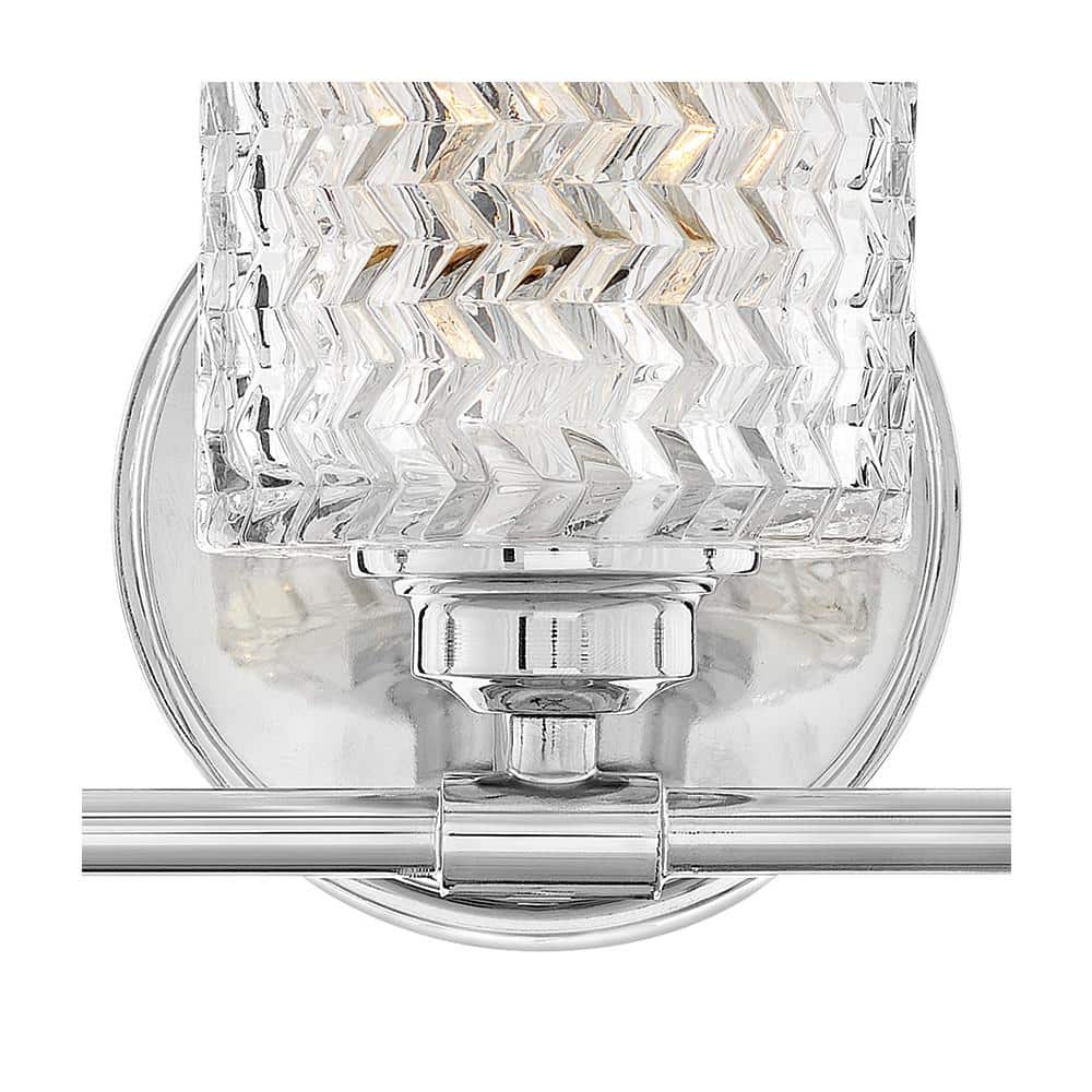 Elle Chrome 3-Light Vanity with Chevron Cut Clear Glass