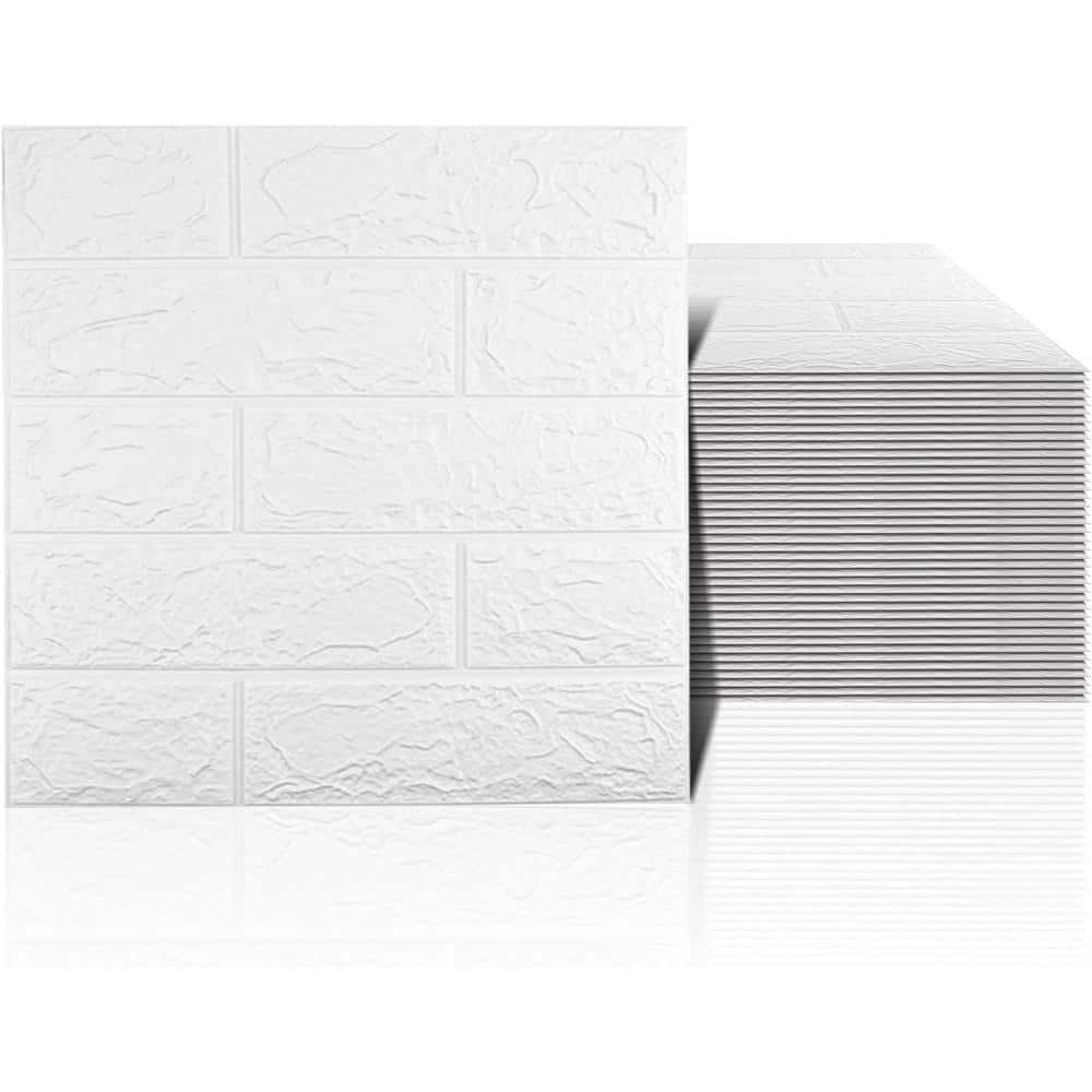 40-Piece 3D White Wall Panels Peel and Stick, 58 Sq. ft. Coverage, Faux Bri