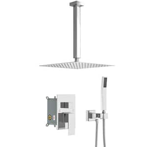 2-Spray Patterns with 1.8 GPM 10 in. Ceiling Mount Dual Shower Heads in Chrome