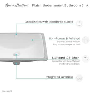 Plaisir 21 in. Rectangular Undermount Bathroom Sink in Glossy White