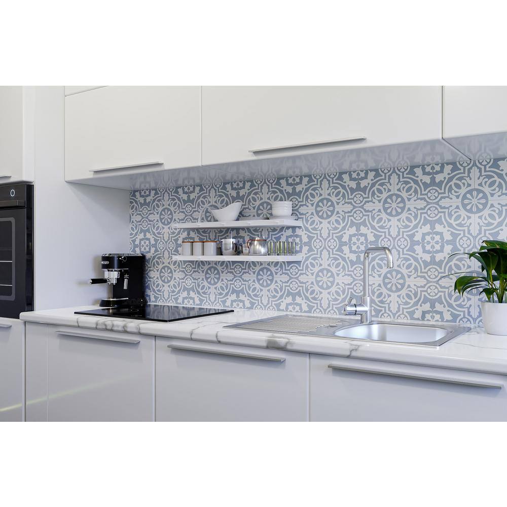 Bliss Beaux Blue and White Matte Porcelain Square Tile
