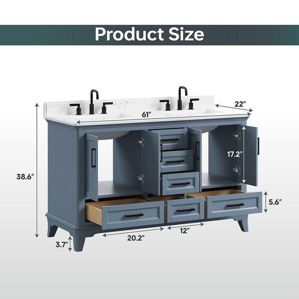 DELUXE DL LIVING Rawsonville 61 in. Double Sink Freestanding Steel