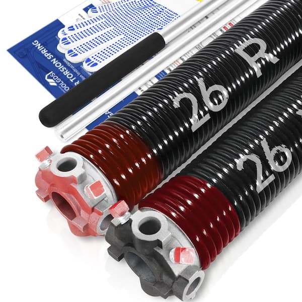 YOTOOLGDS 0.225 in. Wire x 2 in. x 26 in. L Electrophoresis Garage Door Torsion Springs in Red Left and Right with Winding Bars