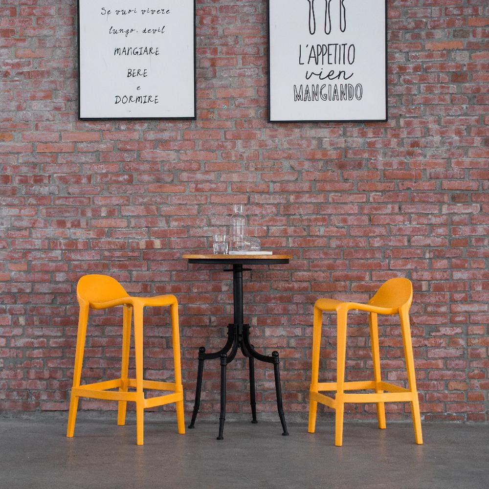 Saddle Style 25" Counter Stool in Vibrant Orange, Set of 2