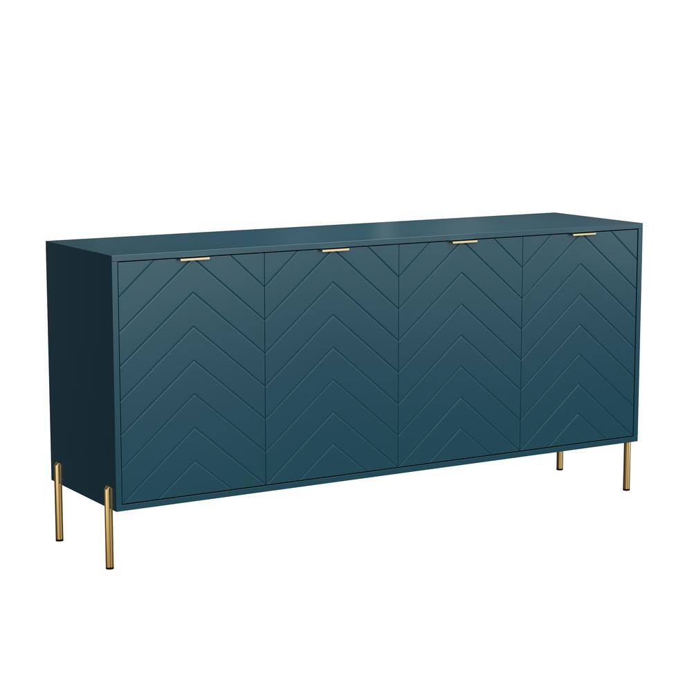 Deluxe Green 30 in. H 4-Door Storage Cabinet with Carved Design Metal Pulls Adjustable Shelves Large Capacity price history on PriceWatchPro