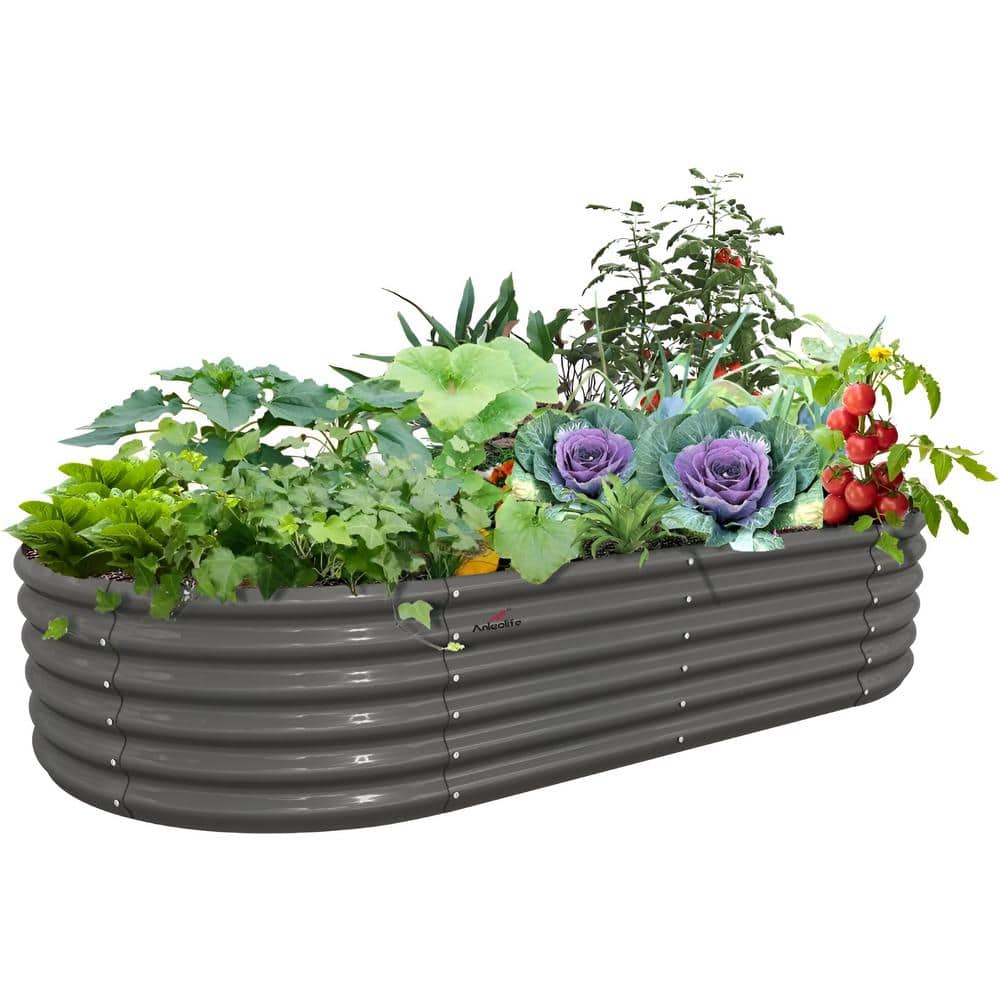 96 in. x 48 in. x 18 in. Grey Outdoor Galvanized Steel Raised Garden Beds O