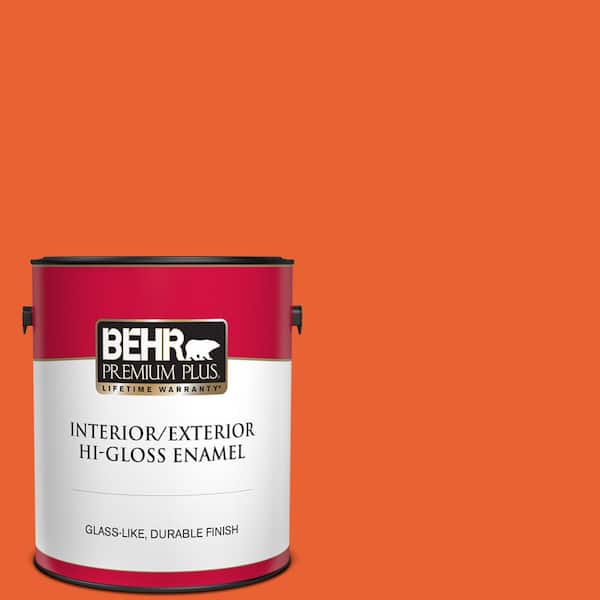 BEHR PREMIUM PLUS 1 gal. #210B-7 Flame Hi-Gloss Enamel Interior/Exterior Paint